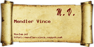 Mendler Vince névjegykártya